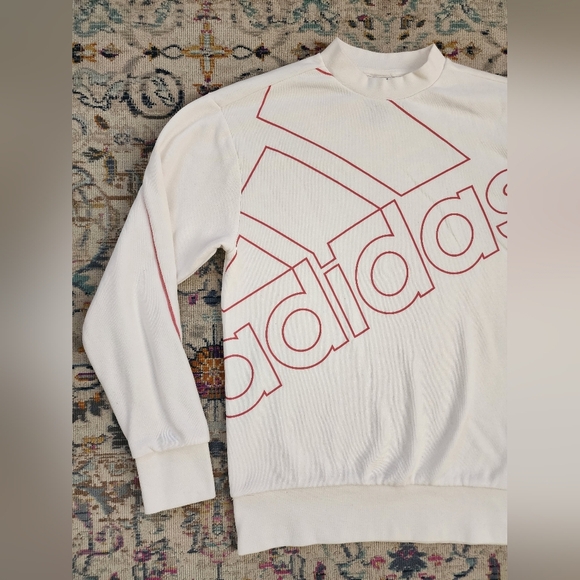 Adidas Womens White Mauve Oversized Pullover Sweatshirt lightweight Top, sz SZ - Picture 4 of 14